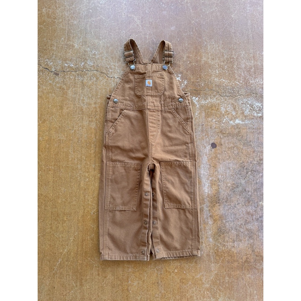 Carhartt Double Knees Duck Canvas Overalls Work Utility Hickory Kids' 24 Months